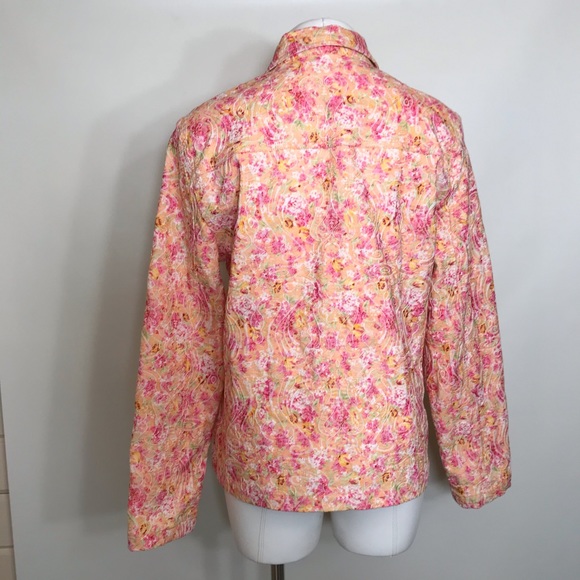 REBECCA MALONE Multicolor Floral Watercolor Button Front Jacket - Picture 9 of 12